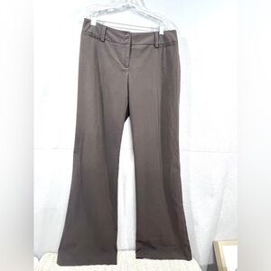 AB Studio Brown Dress Pants Size 8L Wide Leg Flat Front Classic Business Career